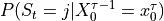 P(S_t=j|X_0^{\tau-1}=x_0^\tau)